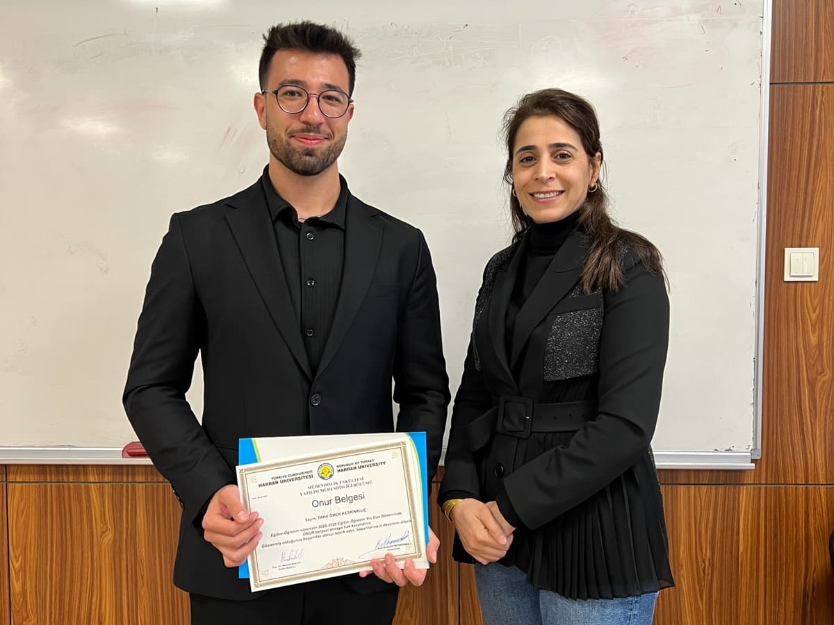 Academic Honor Certificate. Received an Honor Certificate from Harran University in recognition of my academic achievement.